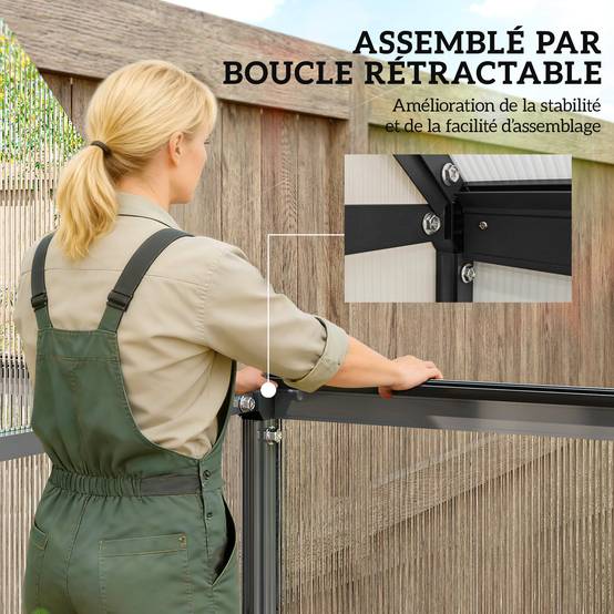 ComfortXL - Serre Jardin Polycarbonate Plantes Porte Battante Fenêtre Réglable 178x168x195cm Transparent - ComfortXL Outdoor Living - Image 6