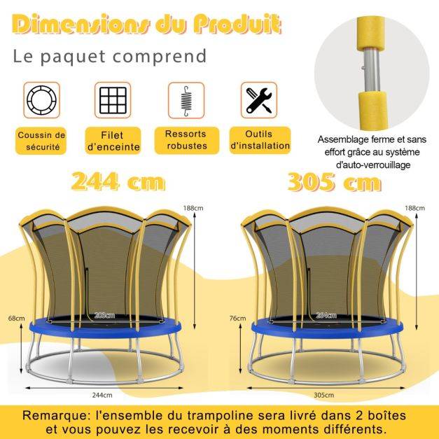 Helloshop26 - Trampoline pour enfants diamètre 305 cm en forme de fleur avec filet de protection coussin de sécurité et cadre en métal galvanisé - Imagen 4
