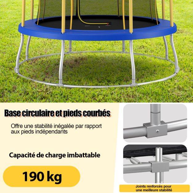 Helloshop26 - Trampoline pour enfants diamètre 305 cm en forme de fleur avec filet de protection coussin de sécurité et cadre en métal galvanisé - Imagen 3