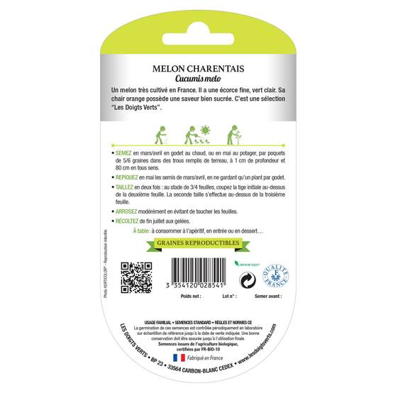 Graines melon charentais BIO Les Doigts Verts - Image 2