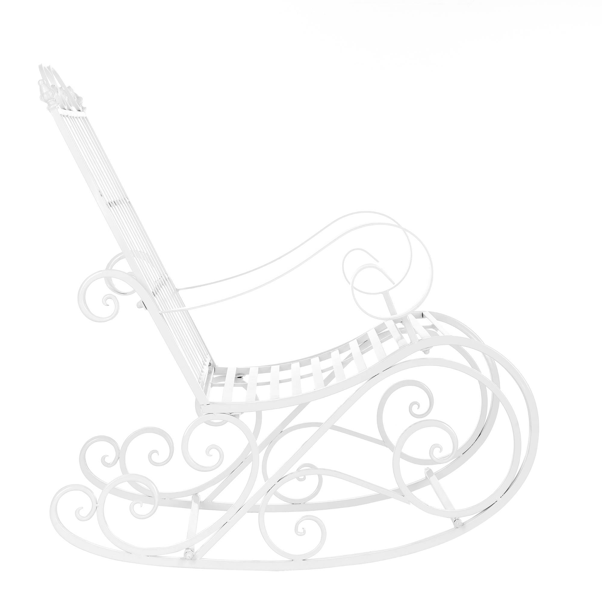 Fauteuil à Bascule de Jardin Vintage Geraldton Métal 92x59x90 cm Blanc [en.casa] - Image 3