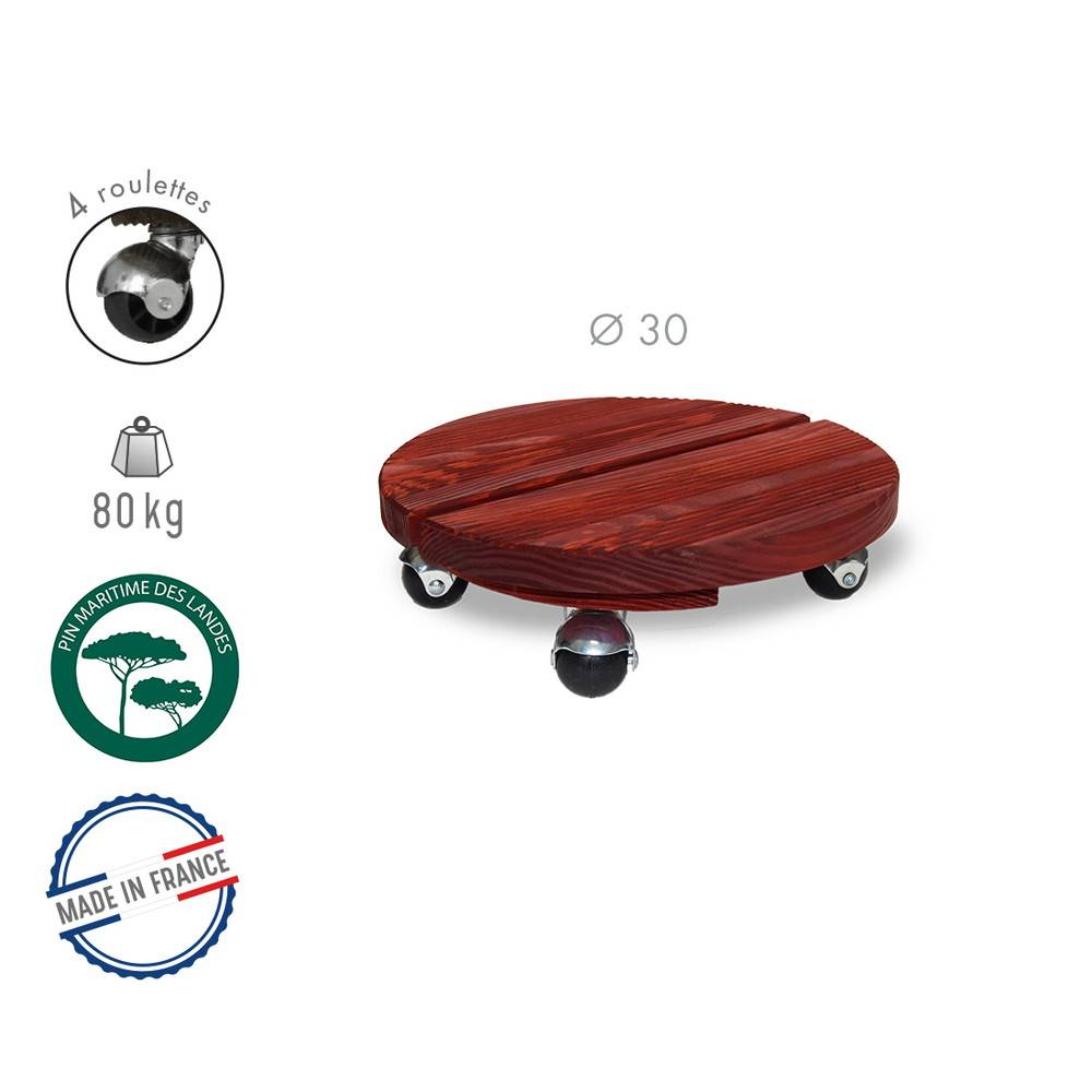Louis Moulin - Roule plante BOIS rond rouge - 30 cm - Bois Louis Moulin - Imagen 2