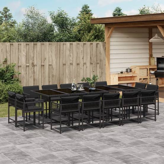 ComfortXL - Salon de Jardin Encastrable 14 Personnes, Mobilier en Résine Tressée Noire & Coussins Noirs – ComfortXL Outdoor Living - Image 1