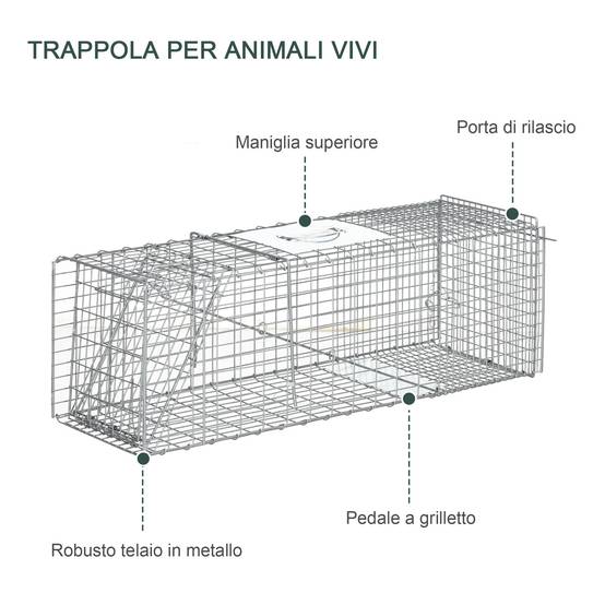 Cage piège pour rats, souris et ragondins pliable en acier, 93x31x34,5 cm, argentée - Image 8