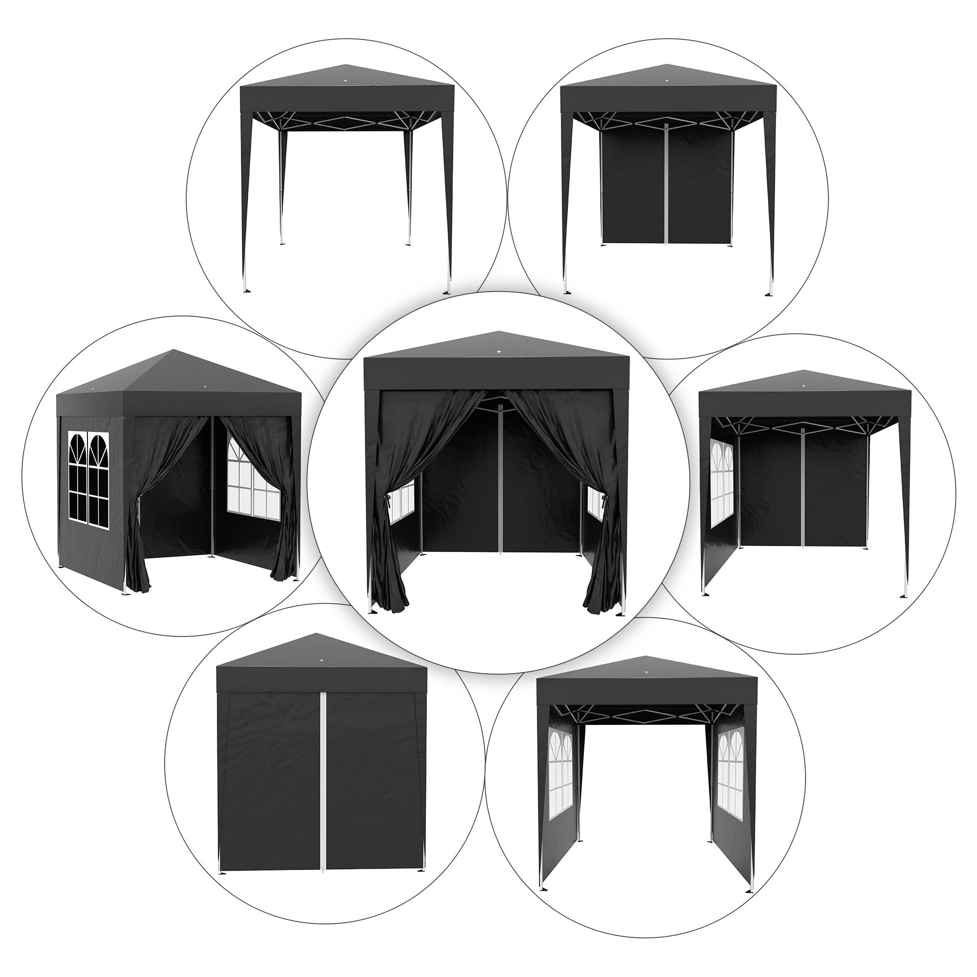 Tonnelle pliante acier noir 200 x 200 x 240 cm - PANGIVO - Image 10