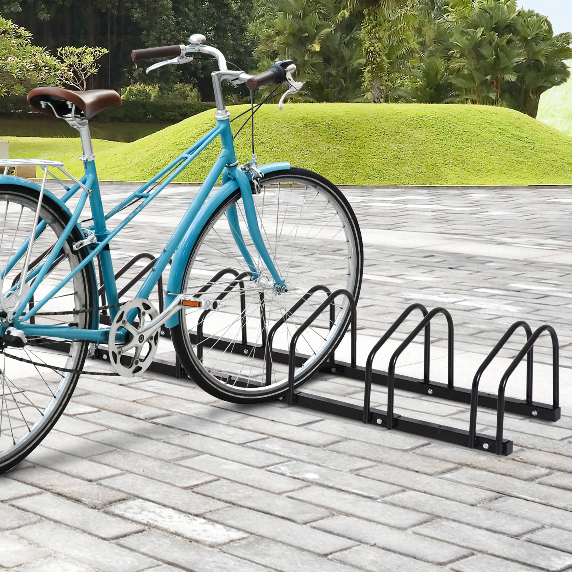 Porte-vélos pour 6 vélos, résistant aux intempéries, fixation murale ou au sol, acier 179 x 33 x 27 cm - Image 3