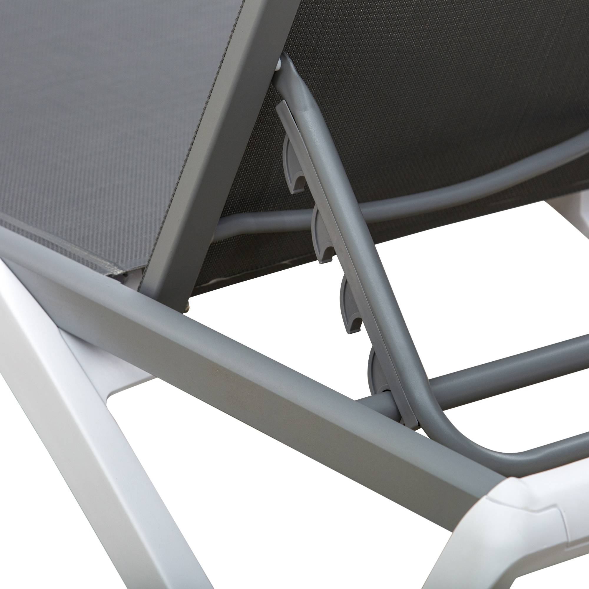 Lit de bronzage dossier inclinable avec roues arrière, 195x67,5x33 cm, gris et blanc - Image 10