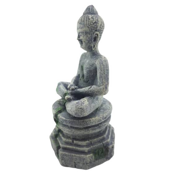Statue bouddha assis socle ø 7.5 cm, hauteur 16.5 cm, décoration aquarium - Image 2