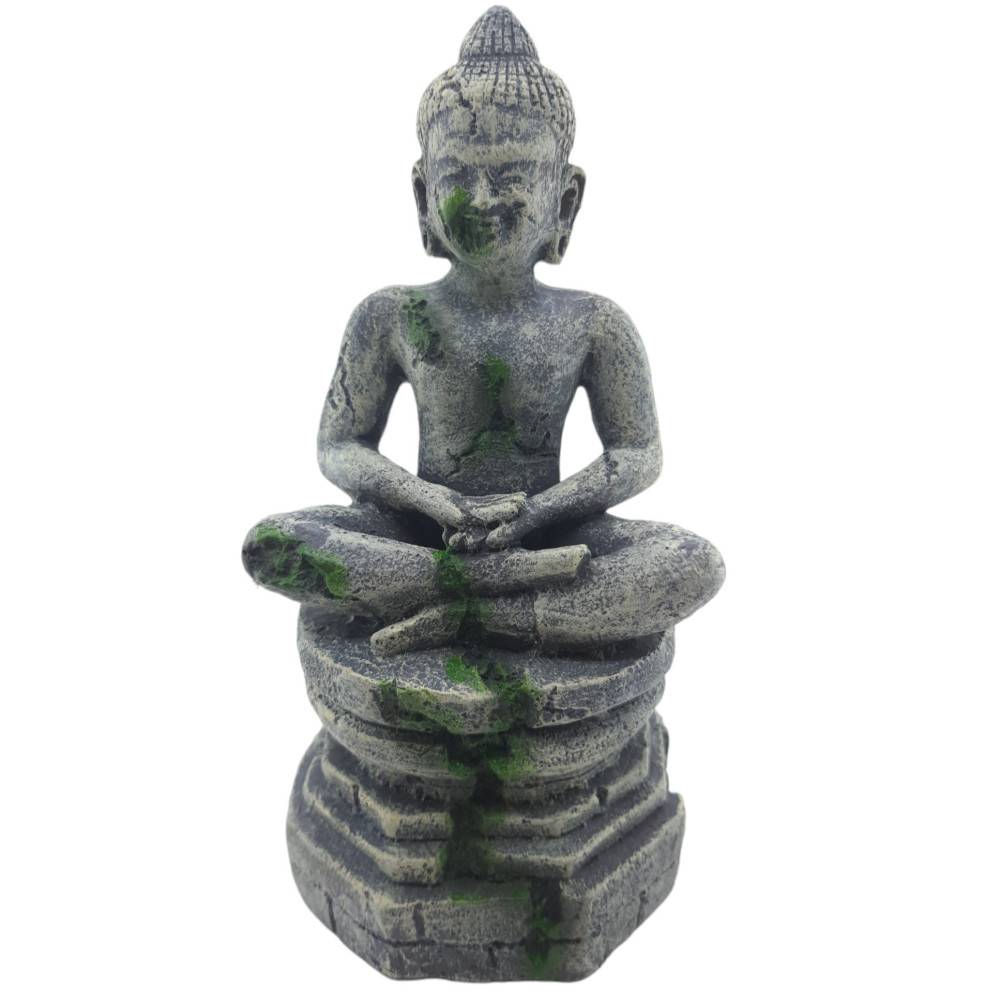 Statue bouddha assis socle ø 7.5 cm, hauteur 16.5 cm, décoration aquarium - Image 1