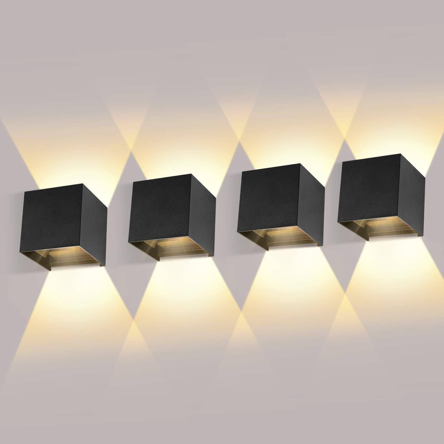 8 in 1 - Lot de 4 appliques murales LED extérieures 12 W, 3000 K, IP65, angle réglable - Image 1