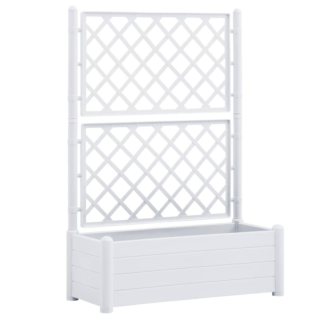 Helloshop26 - Jardinière avec treillis 100 x 43 x 142 cm jardin plantes fleurs PP blanc - Imagen 1