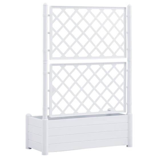 Helloshop26 - Jardinière avec treillis 100 x 43 x 142 cm jardin plantes fleurs PP blanc - Imagen 4