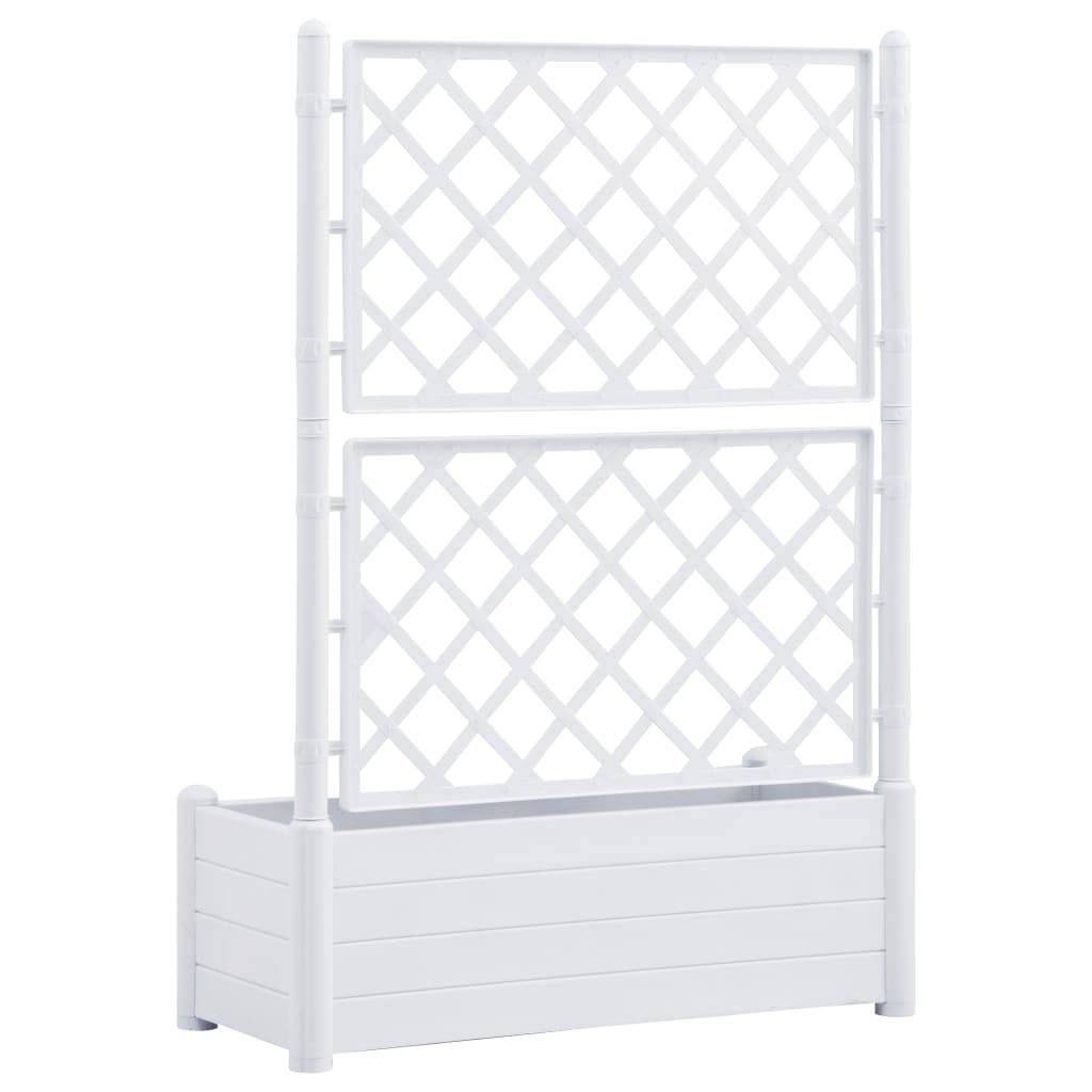 Helloshop26 - Jardinière avec treillis 100 x 43 x 142 cm jardin plantes fleurs PP blanc - Imagen 4