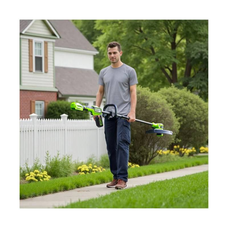 Greenworks - Coupe-bordures 33cm Brushless 24V GREENWORKS Génération 2 - Batterie 4,0Ah et chargeur - ST24L413-01 - Image 5