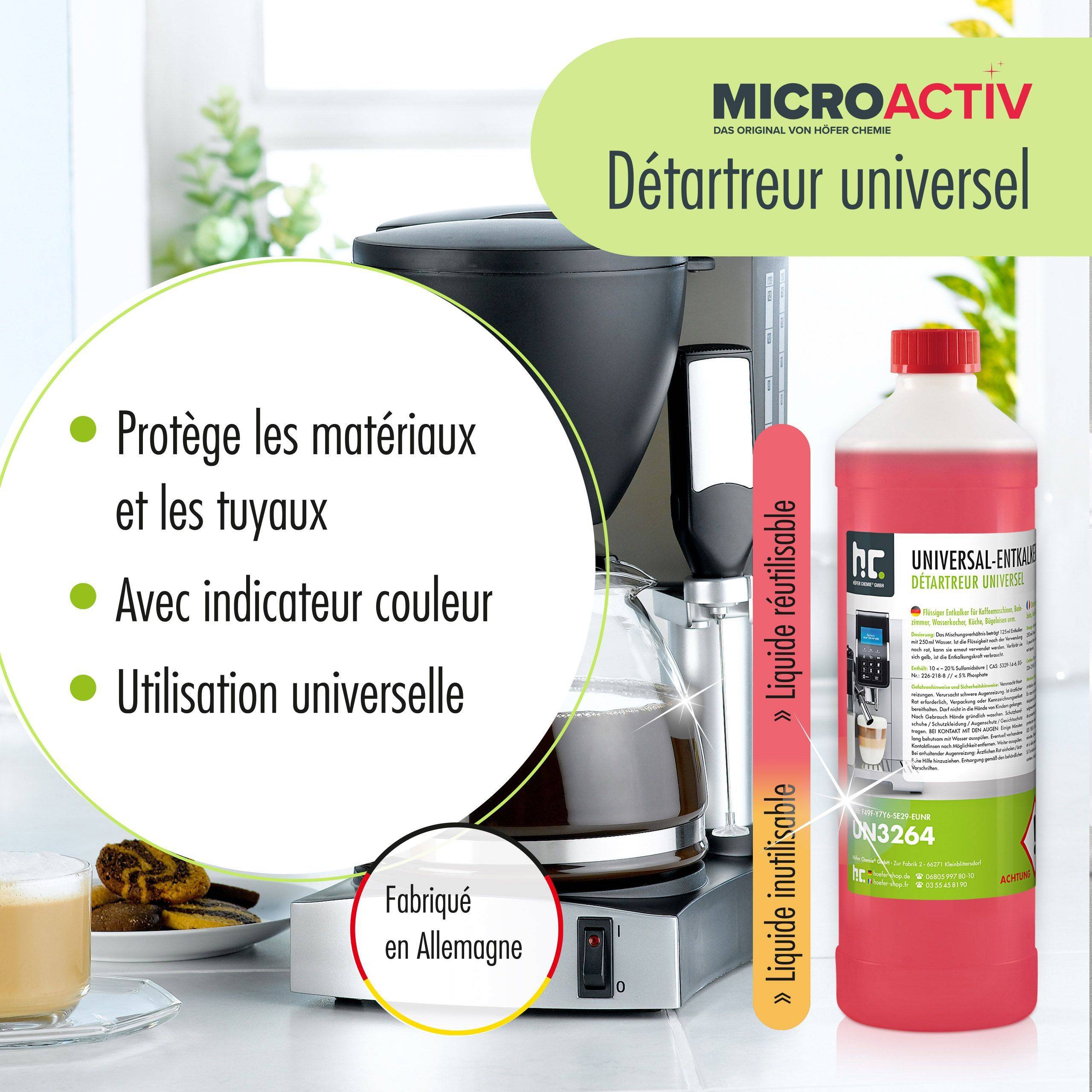 Détartrant universel Microactiv® avec indicateur de couleur pour machines à café entièrement automatiques en bidon de 5 L x 2 - Image 4