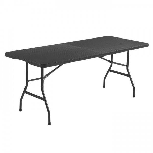 MARKET24 - Table de réception pliante 8 personnes 180x74 x73.5cm - Structure en acier et plateau en polyéthylene - Aspect résine tressé - Image 1