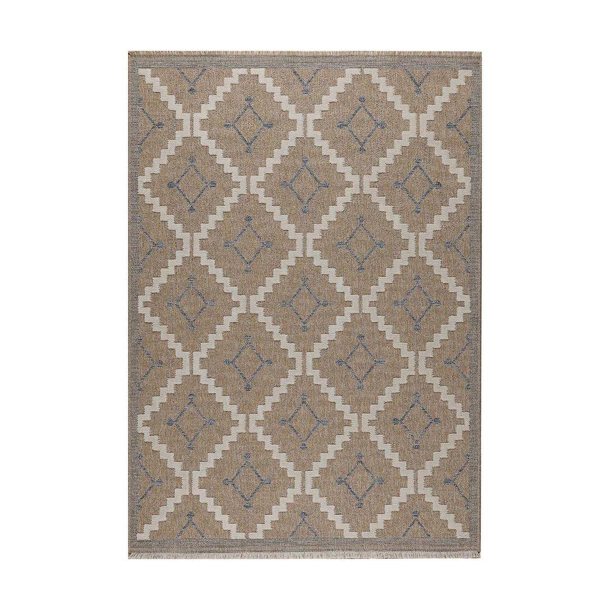 Jardindeco - Tapis intérieur extérieur aspect jute bleu Tijuana 9041 170 x 120 cm - Imagen 1