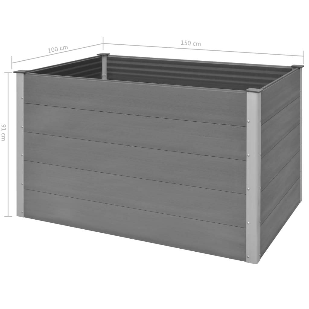 Helloshop26 - Jardinière lit surélevé plantes fleurs jardin WPC 150 x 100 x 91 cm gris - Imagen 5