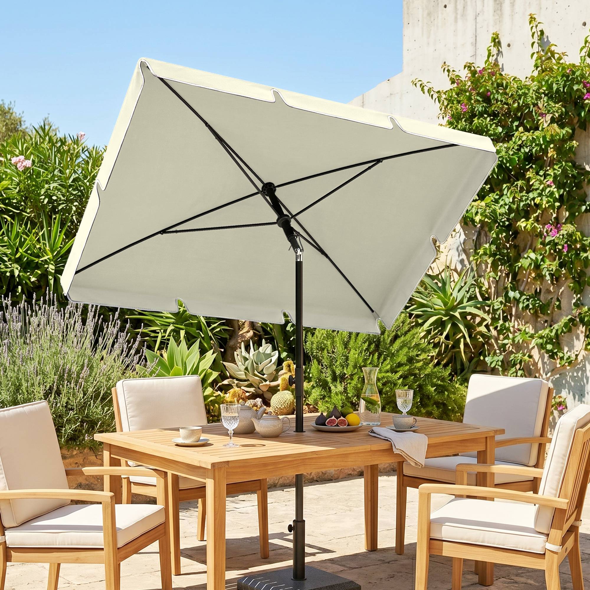 Parasol de terrasse en aluminium 2x1,3x2,5 m, parasol de jardin rectangulaire inclinable, beige - Image 3