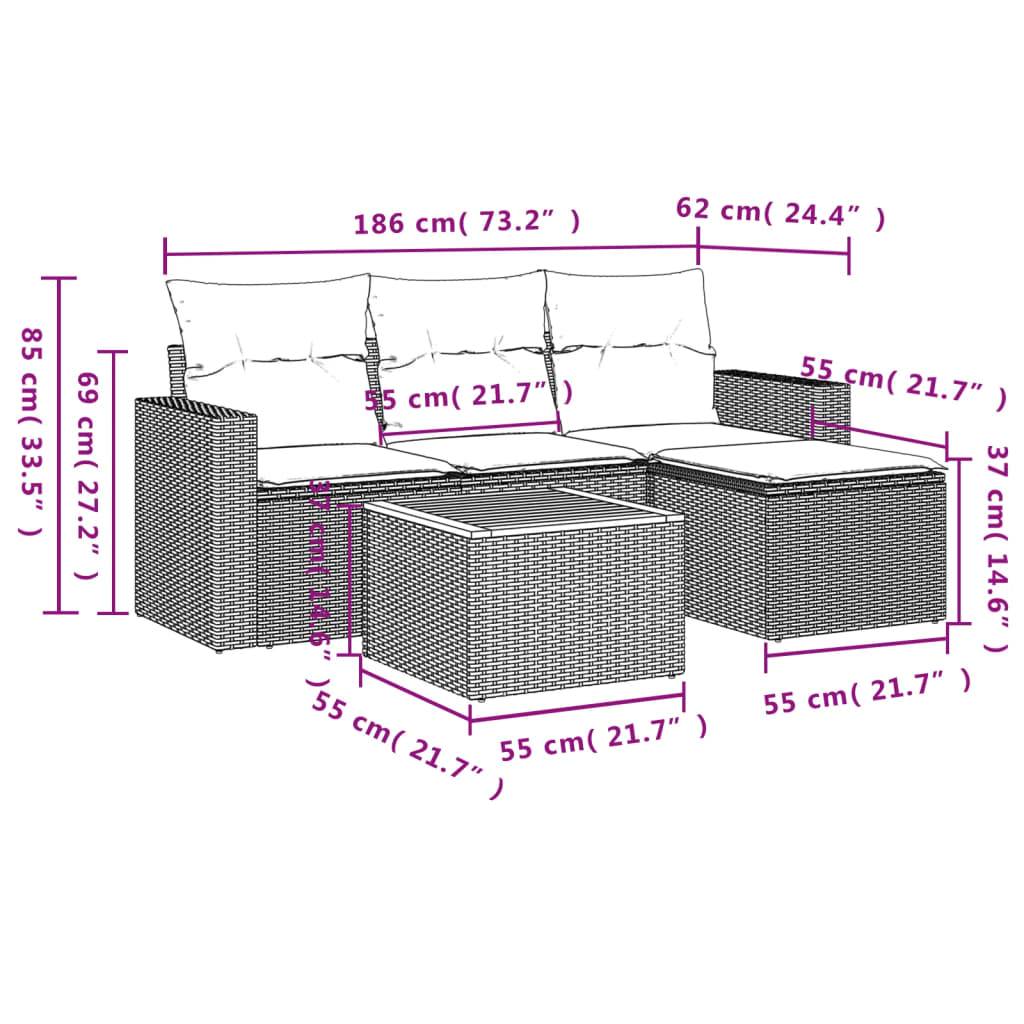 Petit salon de jardin 4 places résine tressée Beige avec pouf et rangement pour balcon – ComfortXL Outdoor Living - Image 3