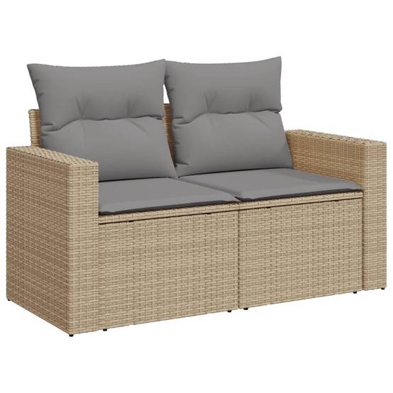 Petit salon de jardin 4 places résine tressée Beige avec pouf et rangement pour balcon – ComfortXL Outdoor Living - Image 8