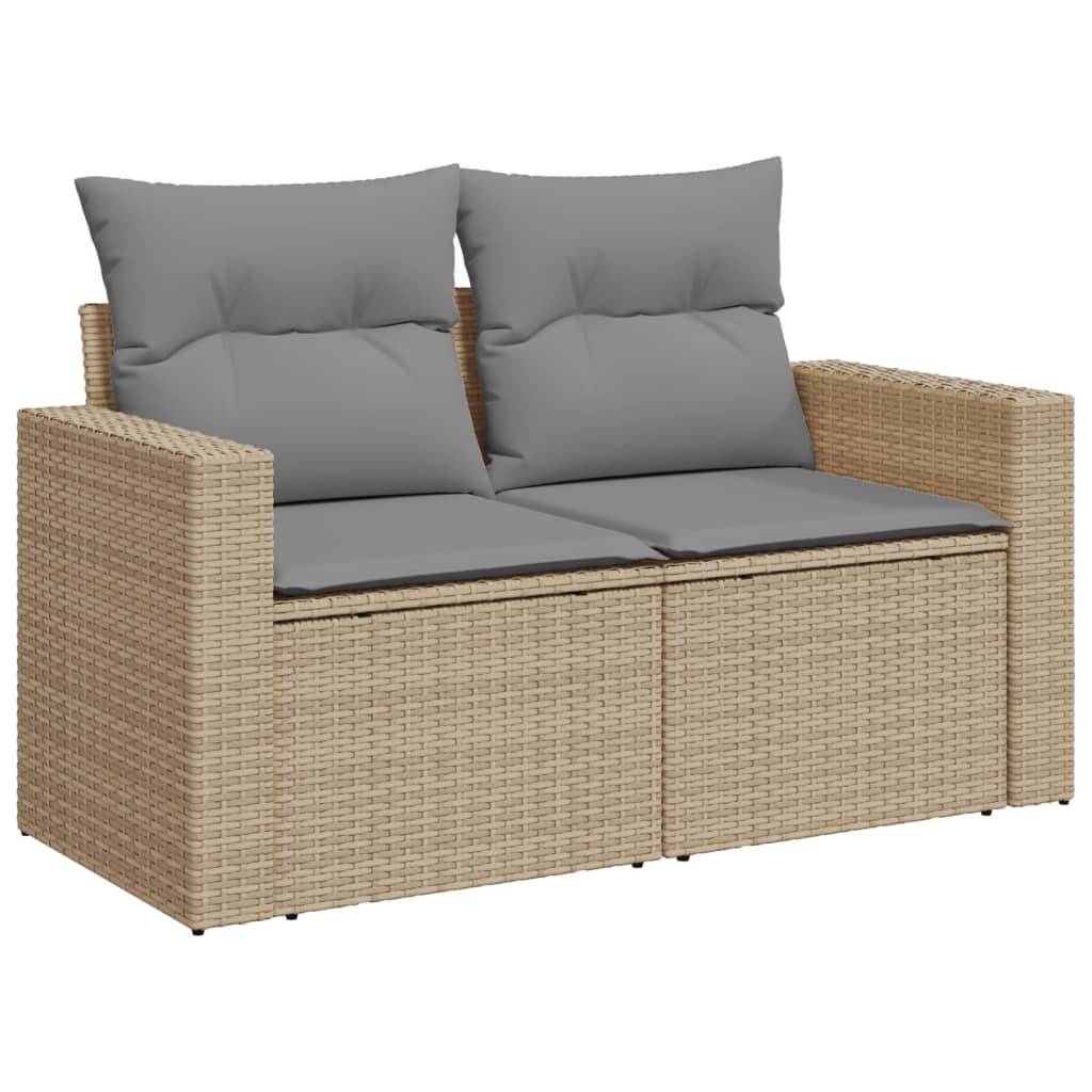 Petit salon de jardin 4 places résine tressée Beige avec pouf et rangement pour balcon – ComfortXL Outdoor Living - Image 8