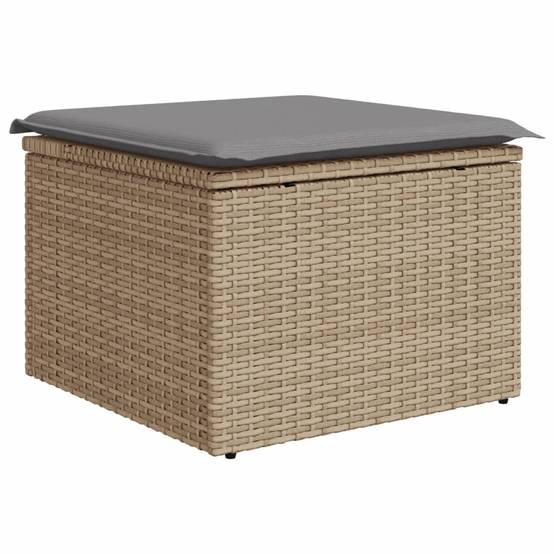 Petit salon de jardin 4 places résine tressée Beige avec pouf et rangement pour balcon – ComfortXL Outdoor Living - Image 9