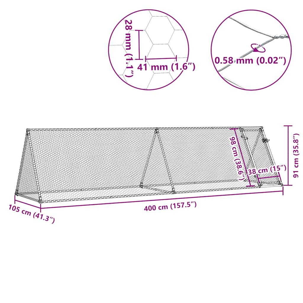 Vidaxl - Cage pour poules argenté 400x105x91 cm acier galvanisé vidaXL 172558 - Image 3