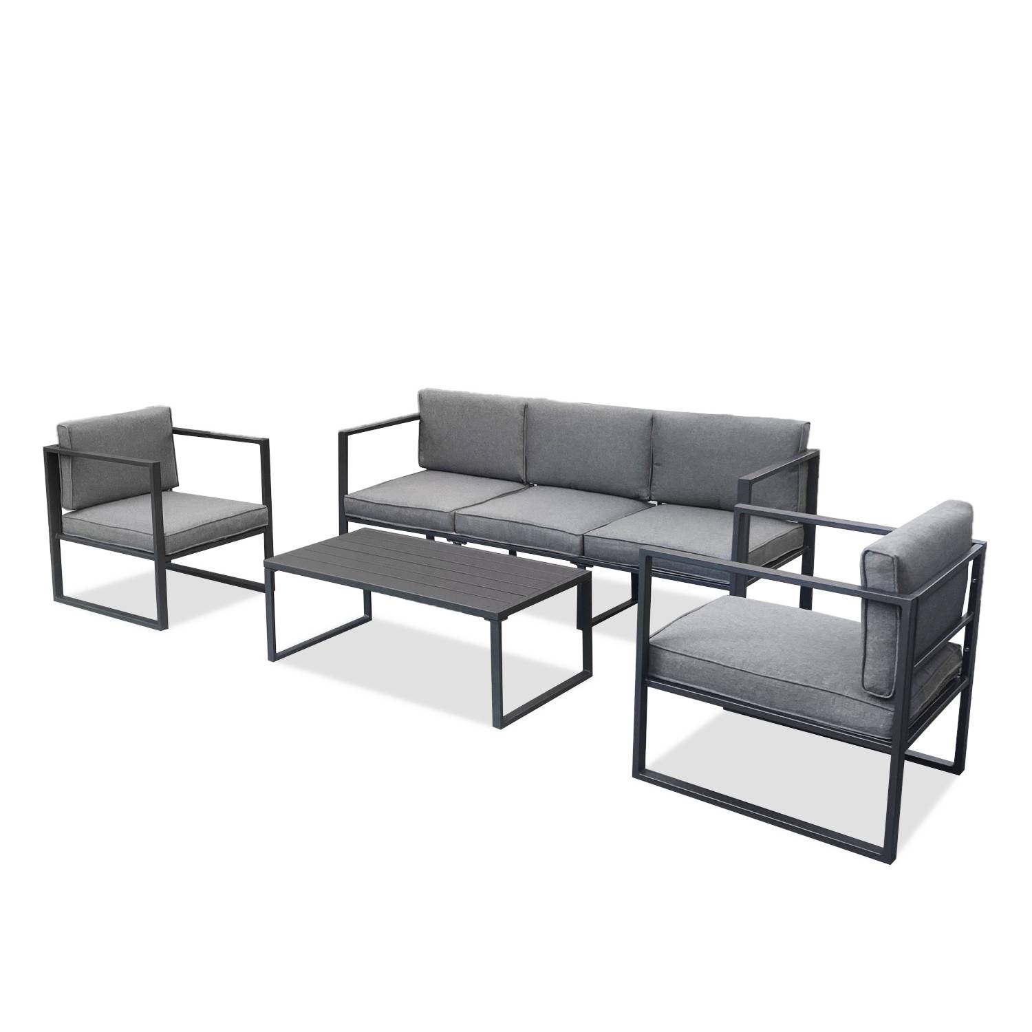 Autre - Salon de jardin design aluminium 5 Places Gris - HONFLEUR - Imagen 5