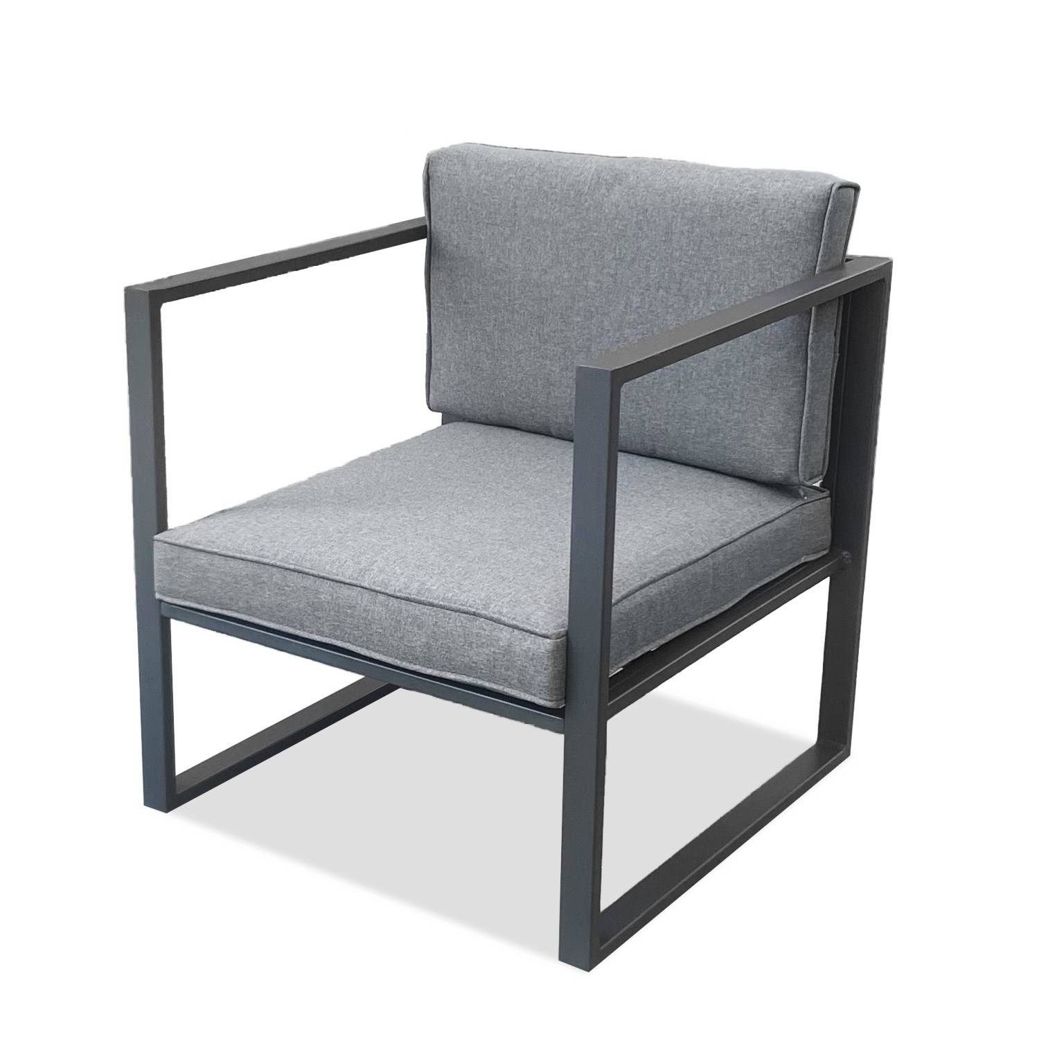 Autre - Salon de jardin design aluminium 5 Places Gris - HONFLEUR - Imagen 4