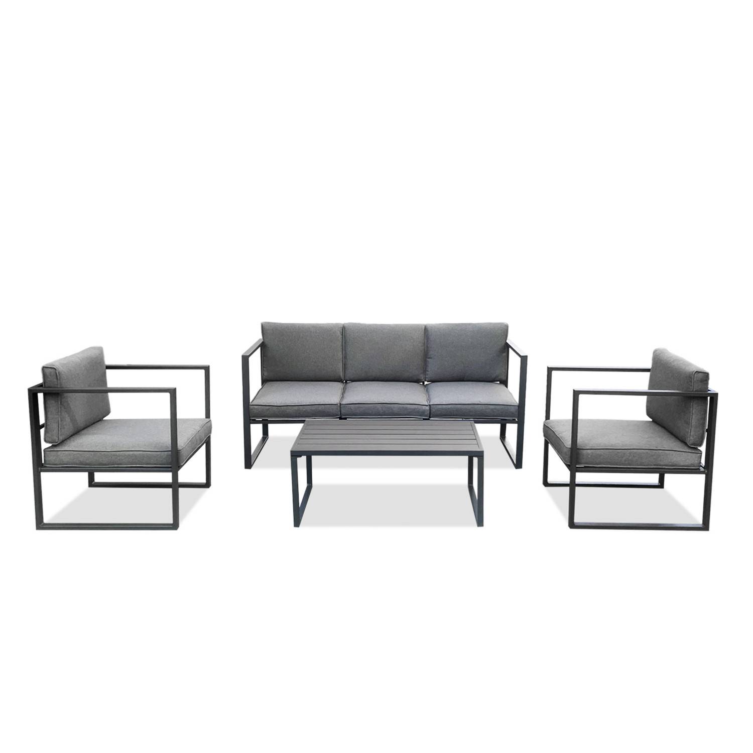 Autre - Salon de jardin design aluminium 5 Places Gris - HONFLEUR - Imagen 1