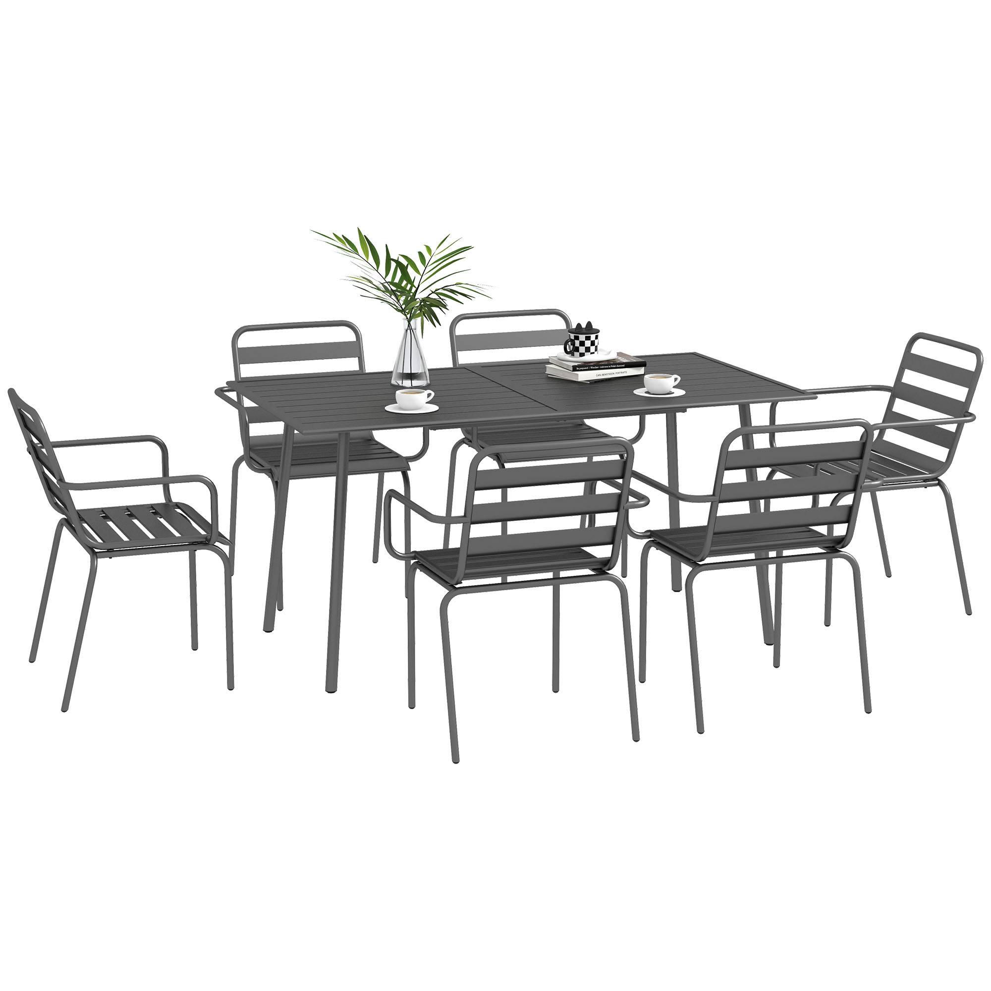 Salon de jardin acier gris foncé 150 x 80 x 74 cm - PANGIVO - Image 1