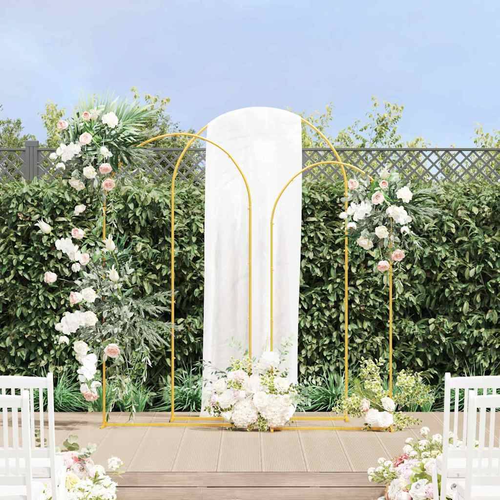 Set de 3 arches de cérémonie en acier doré pour décoration de jardin festive - ComfortXL Outdoor Living - Image 1