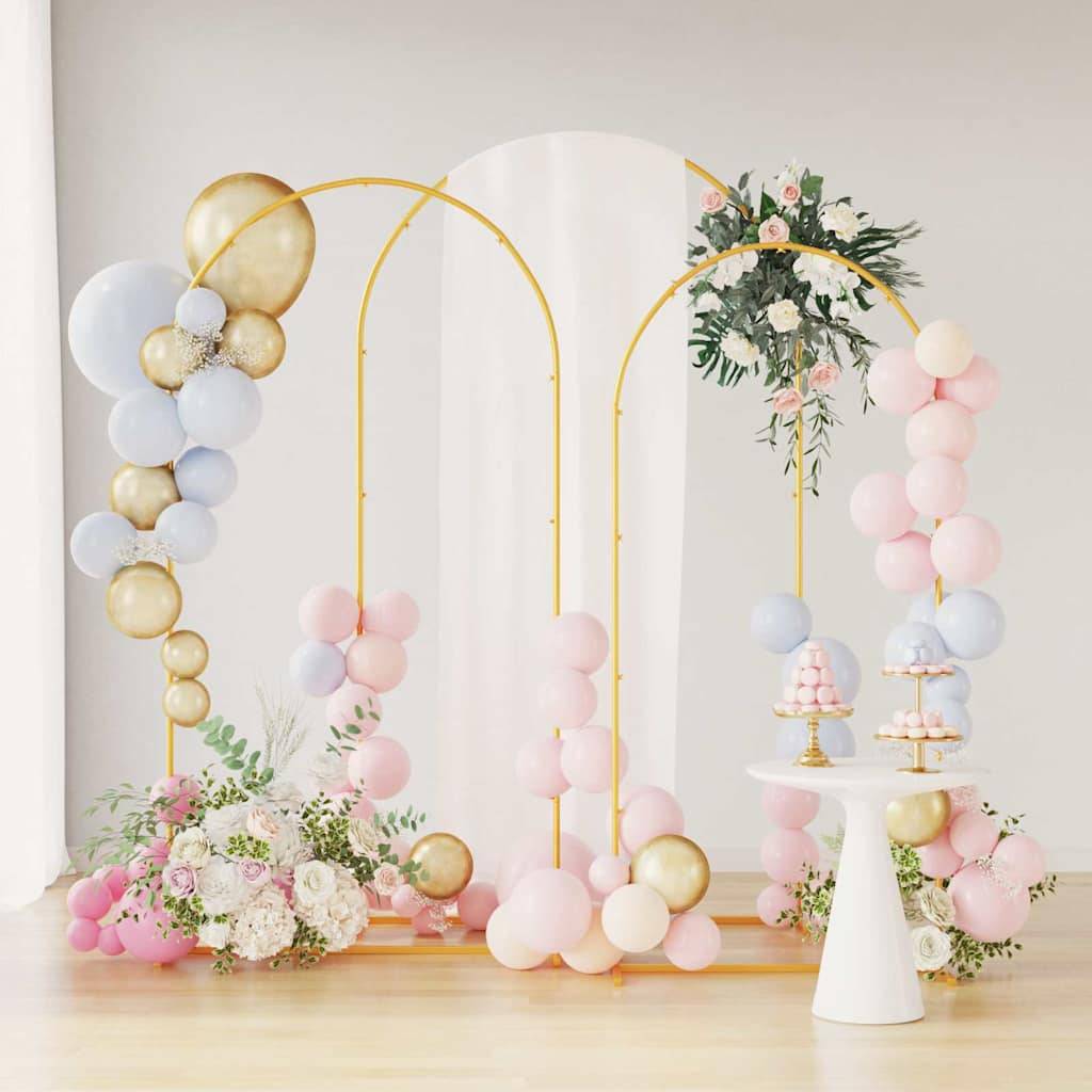 Set de 3 arches de cérémonie en acier doré pour décoration de jardin festive - ComfortXL Outdoor Living - Image 4