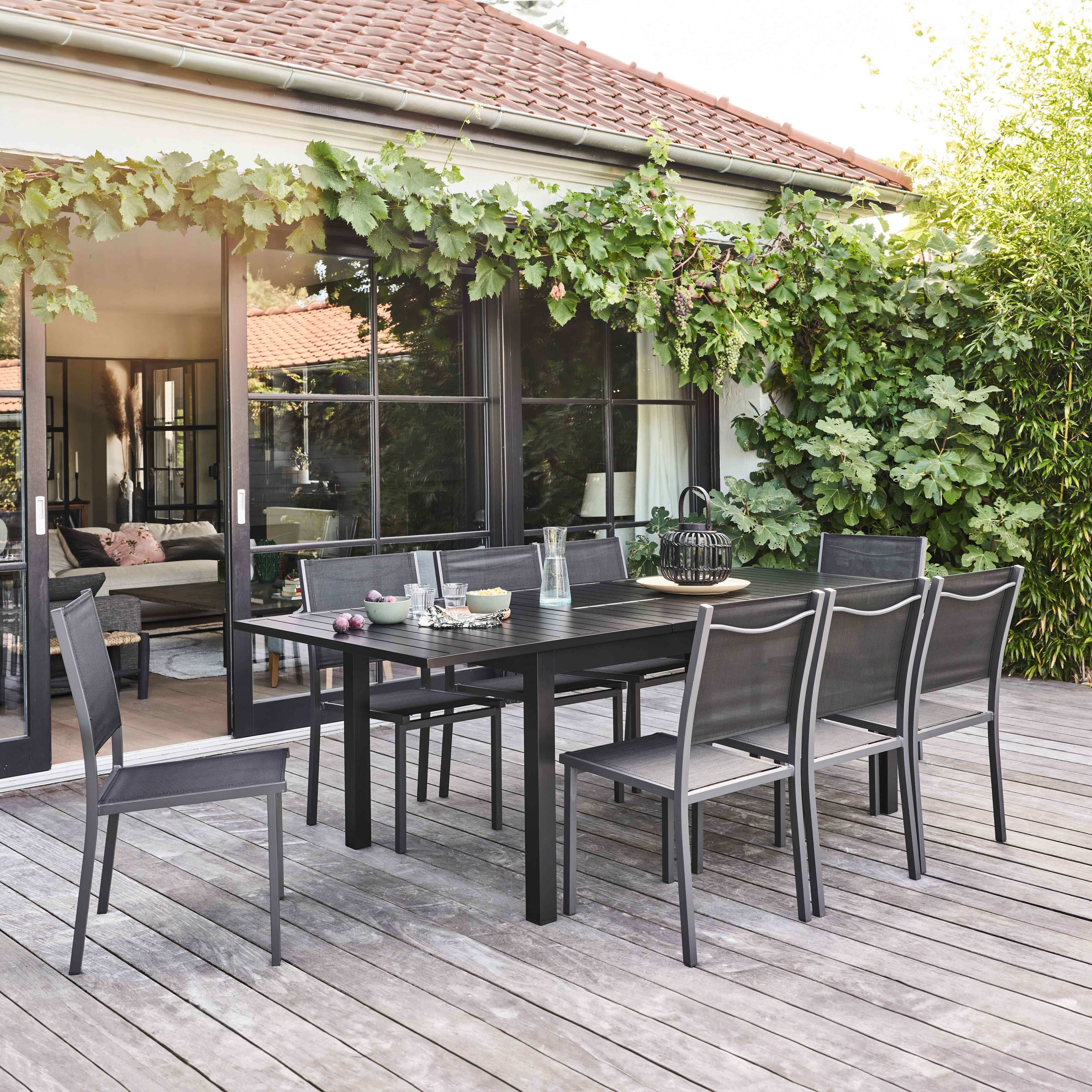 Oviala - Ensemble table de jardin en aluminium avec 8 chaises Butterfly - Oviala - Imagen 2