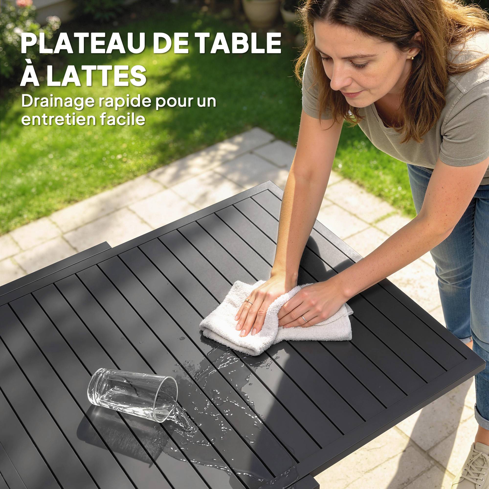 Salon de Jardin 7 pièces | Mobilier de jardin Gris Aluminium, Textilène 180x80x75 cm - Image 8