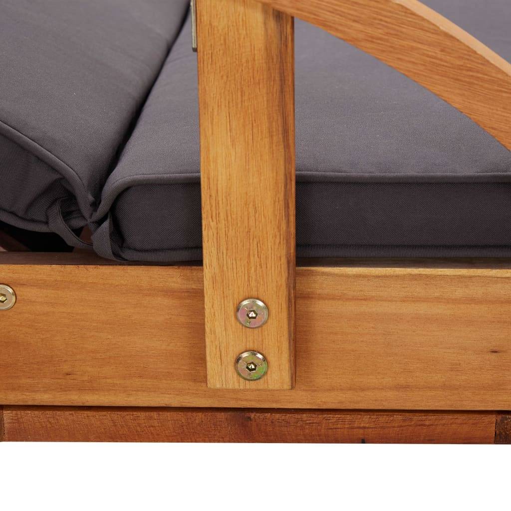 Transat chaise longue bain de soleil lit de jardin terrasse meuble d'extérieur avec coussin bois d'acacia solide - Image 8