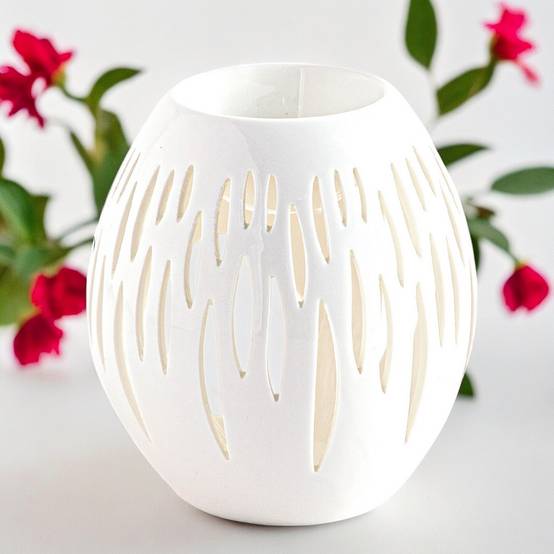 Brûle-Parfum Céramy Ovali Blanc - Aromathérapie facile - Diffuseur Autonome - Déco Cadeau Minimaliste - 45ml - H 12,5cm – Zen'Arôme - Image 6