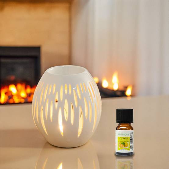 Brûle-Parfum Céramy Ovali Blanc - Aromathérapie facile - Diffuseur Autonome - Déco Cadeau Minimaliste - 45ml - H 12,5cm – Zen'Arôme - Image 2