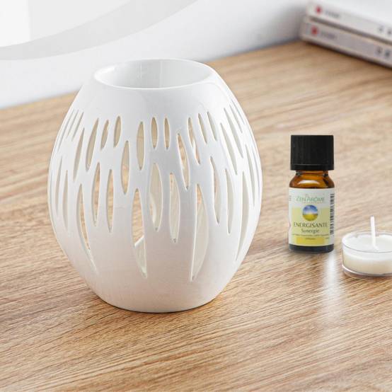 Brûle-Parfum Céramy Ovali Blanc - Aromathérapie facile - Diffuseur Autonome - Déco Cadeau Minimaliste - 45ml - H 12,5cm – Zen'Arôme - Image 8