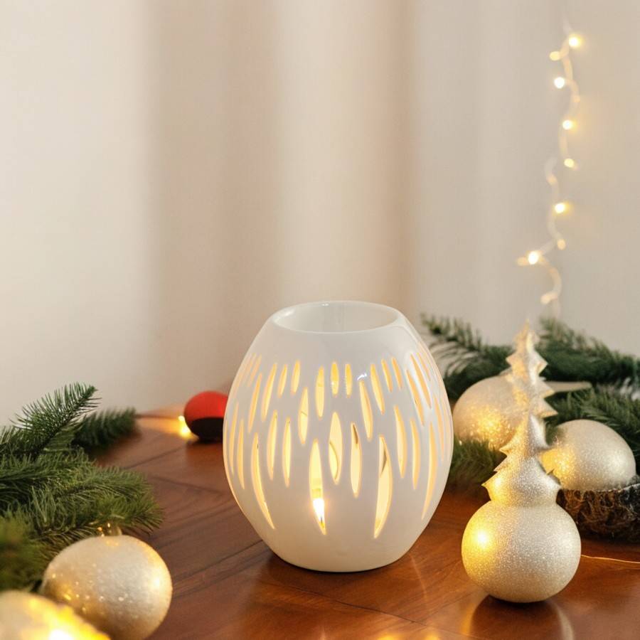 Brûle-Parfum Céramy Ovali Blanc - Aromathérapie facile - Diffuseur Autonome - Déco Cadeau Minimaliste - 45ml - H 12,5cm – Zen'Arôme - Image 3