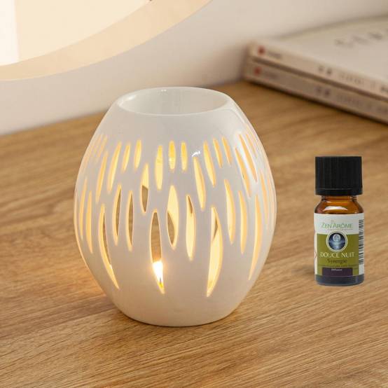 Brûle-Parfum Céramy Ovali Blanc - Aromathérapie facile - Diffuseur Autonome - Déco Cadeau Minimaliste - 45ml - H 12,5cm – Zen'Arôme - Image 7