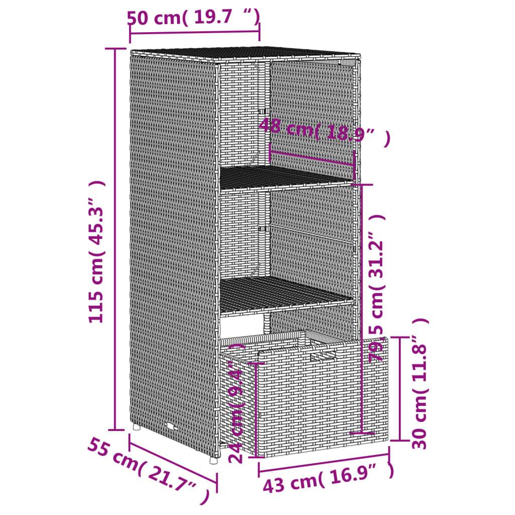 Armoire de Jardin Haute Résine Tressée avec Étagères et Tiroir pour Extérieur Noir 50x55x115 cm – ComfortXL Outdoor Living - Image 6