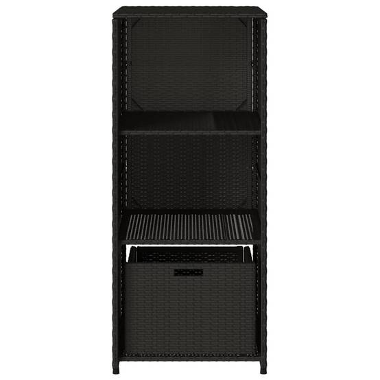Armoire de Jardin Haute Résine Tressée avec Étagères et Tiroir pour Extérieur Noir 50x55x115 cm – ComfortXL Outdoor Living - Image 7