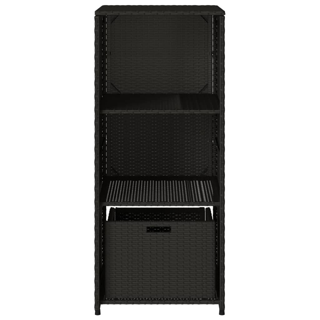 Armoire de Jardin Haute Résine Tressée avec Étagères et Tiroir pour Extérieur Noir 50x55x115 cm – ComfortXL Outdoor Living - Image 7