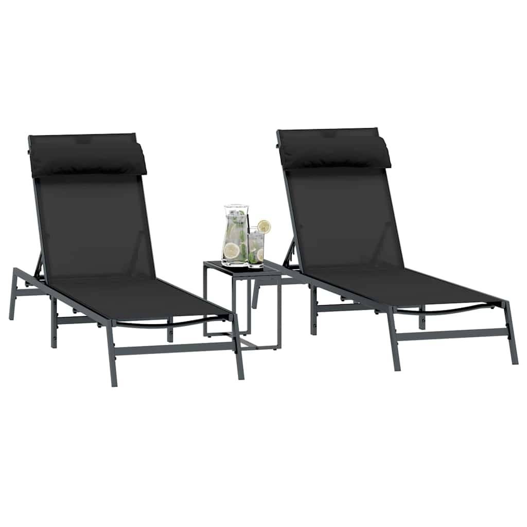 PANGIVO - Transats 2-personne Noir et anthracite 197 x 54 x 86 cm Acier - PANGIVO - Image 3