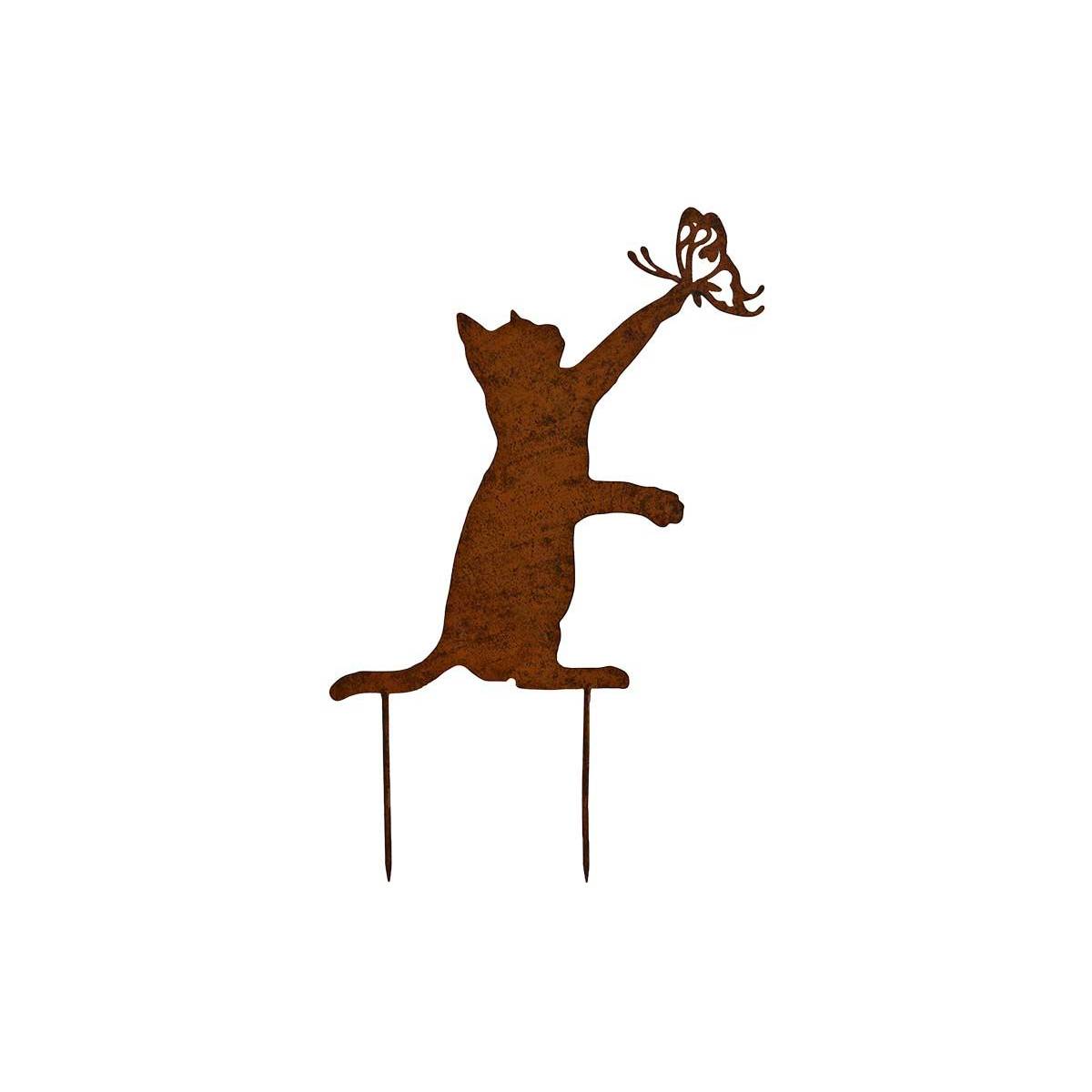La Grande Prairie - Silhouette en fer Chat et papillon 30 x 45 cm - Image 1