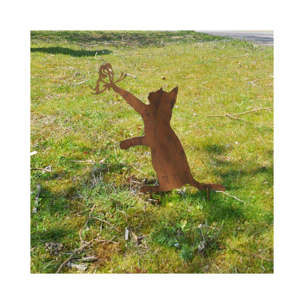 La Grande Prairie - Silhouette en fer Chat et papillon 30 x 45 cm - Image 2