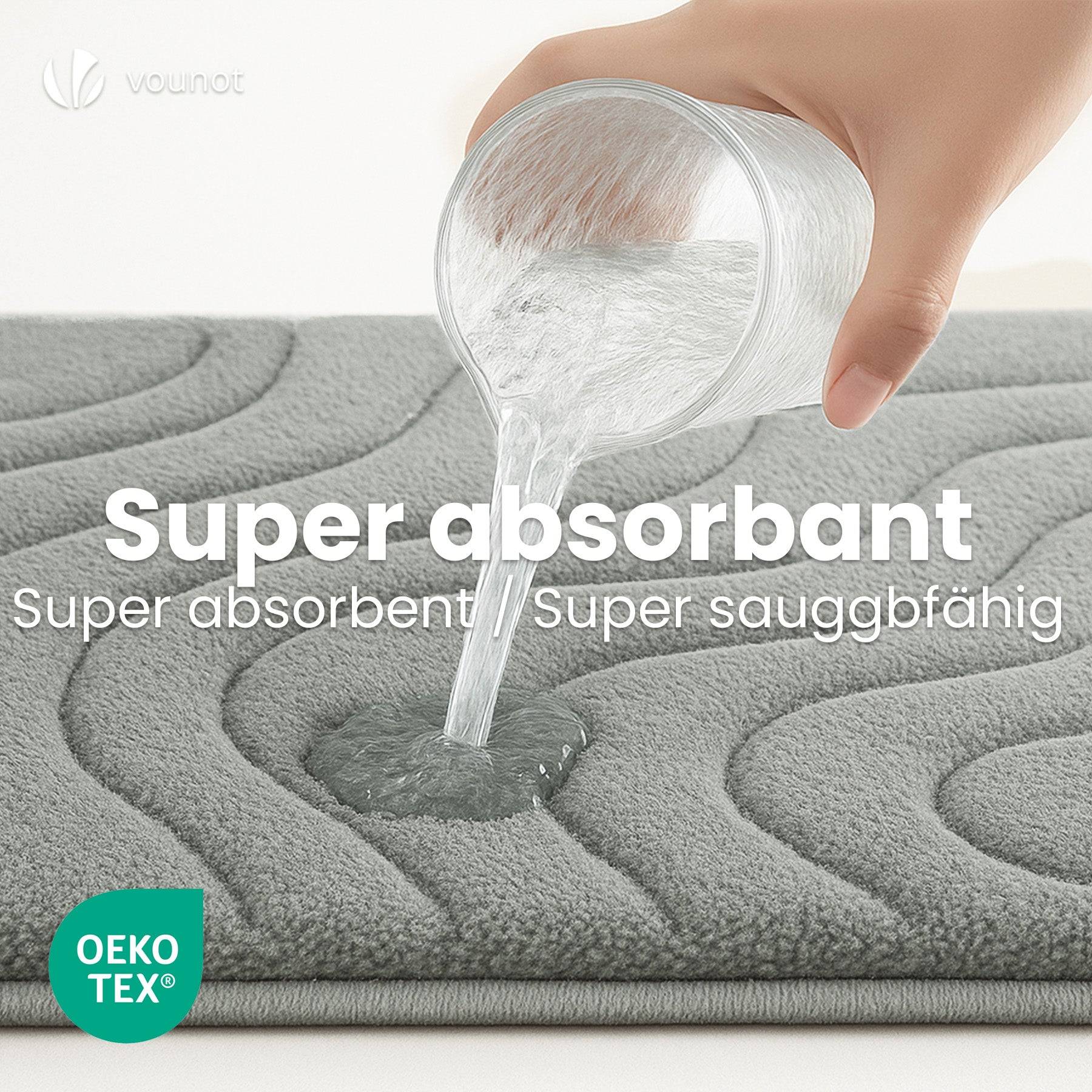 Tapis de bain antidérapant gris et beige 60x40cm
