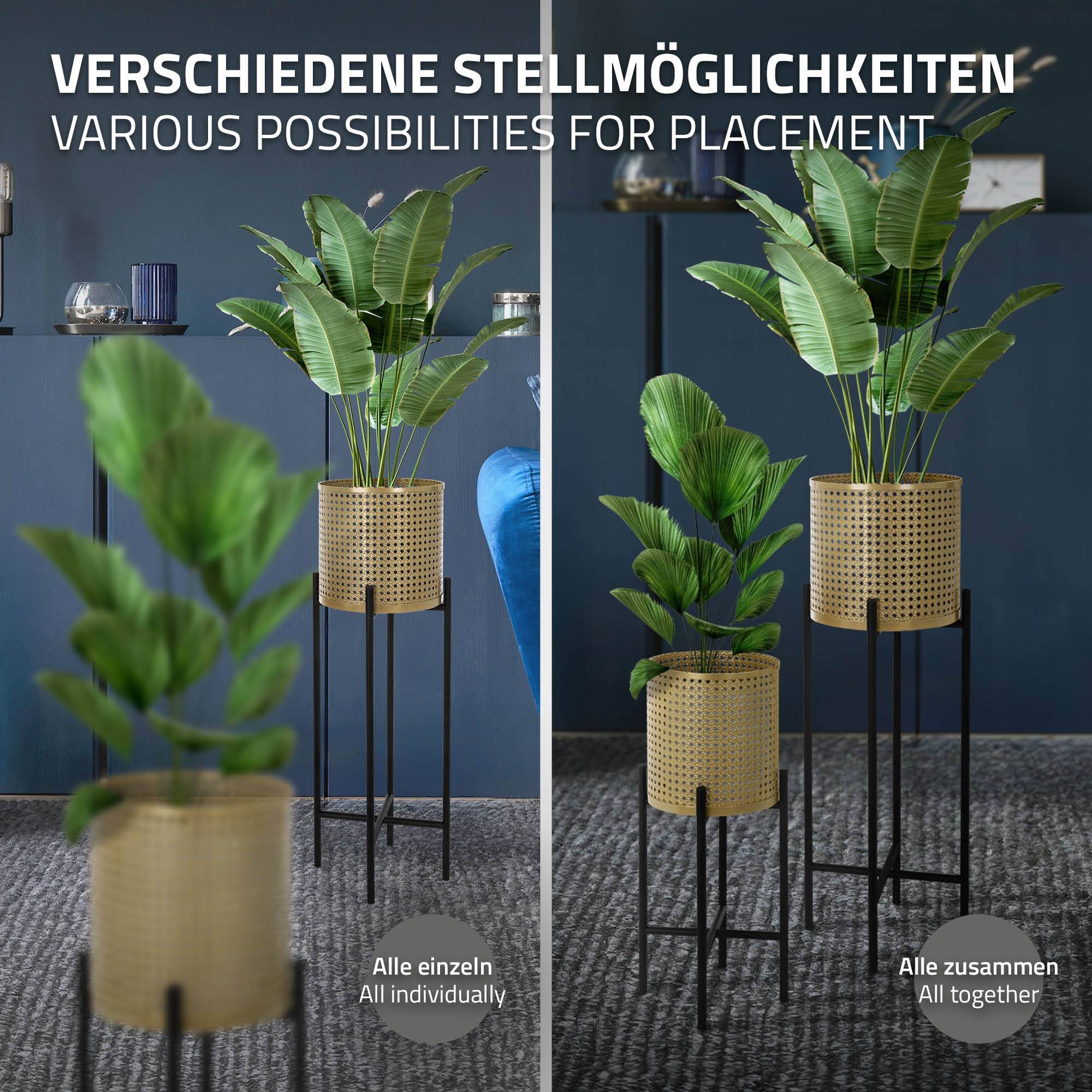 Ml-Design - 2x Support de plantes noir/or en acier h: 55 et 75,5 cm pot de fleurs décoratif - Imagen 4
